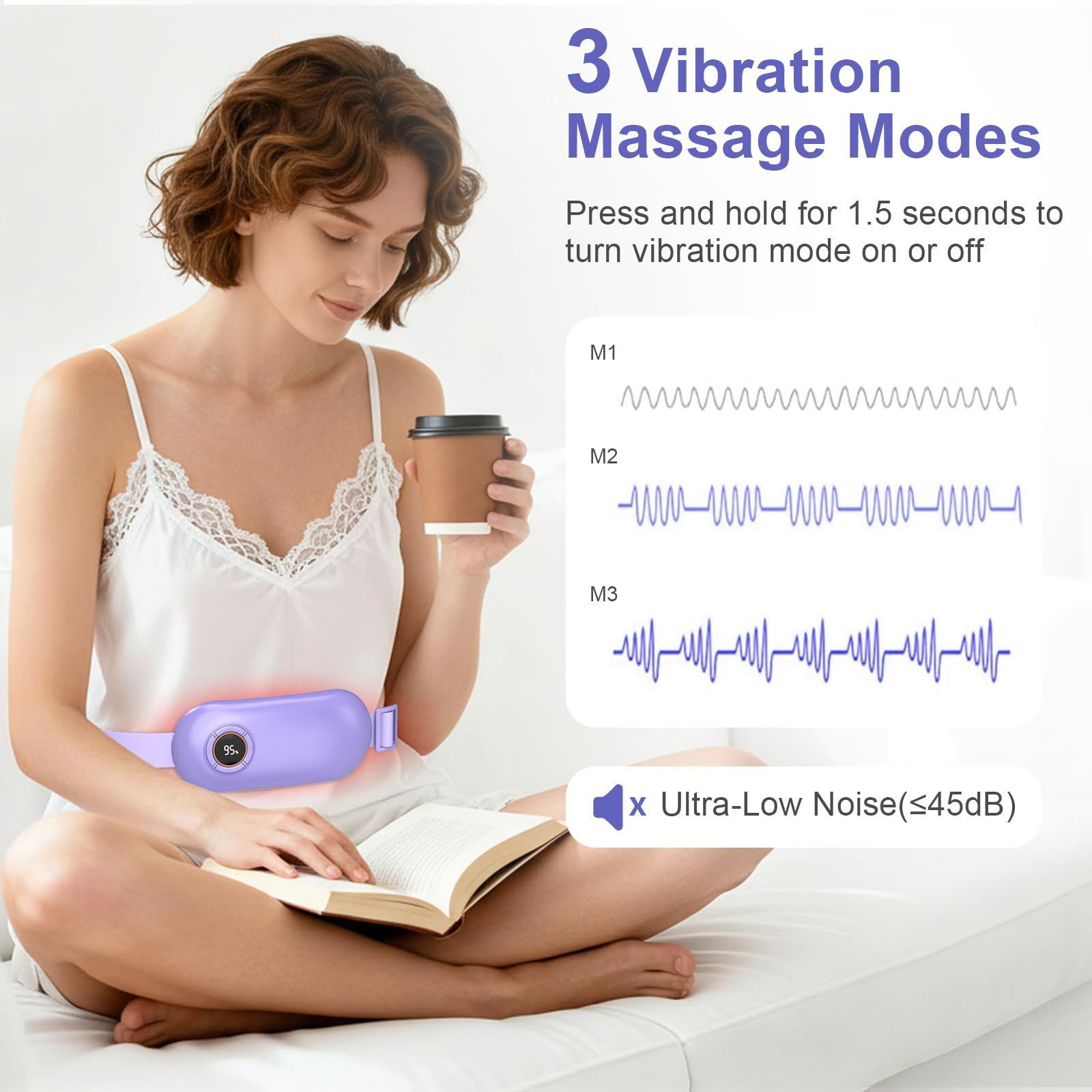 Heating Pad for Period Cramps, 3 Heat Levels and 3 Massage Modes, Portable Heating Pad for Menstrual Cramps Relief, Electric Heat Belt, Christmas Gifts for Women and Girl Stocking Stuffers(Purple) SZOAu supplements