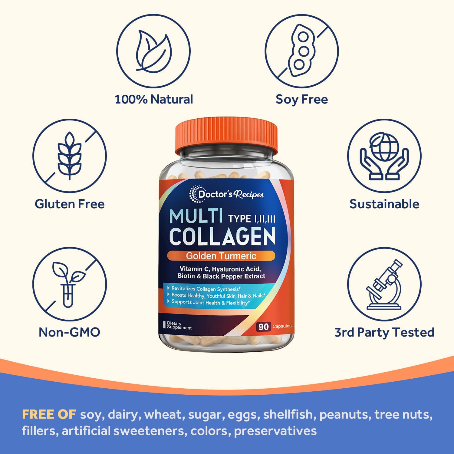 Doctor's Recipes Multi Collagen Complex with Golden Turmeric, Vitamin C, Biotin, Hyaluronic Doctor's RecipesAu supplements