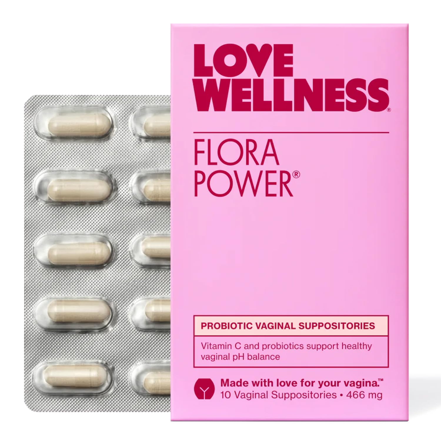 Love Wellness Flora Power | Vaginal Probiotic Suppositories with Vitamin C | Supports pH Balance & Vaginal Health | Fragrance-Free, Non-GMO & Paraben-Free | 10 Count Love WellnessUS supplements