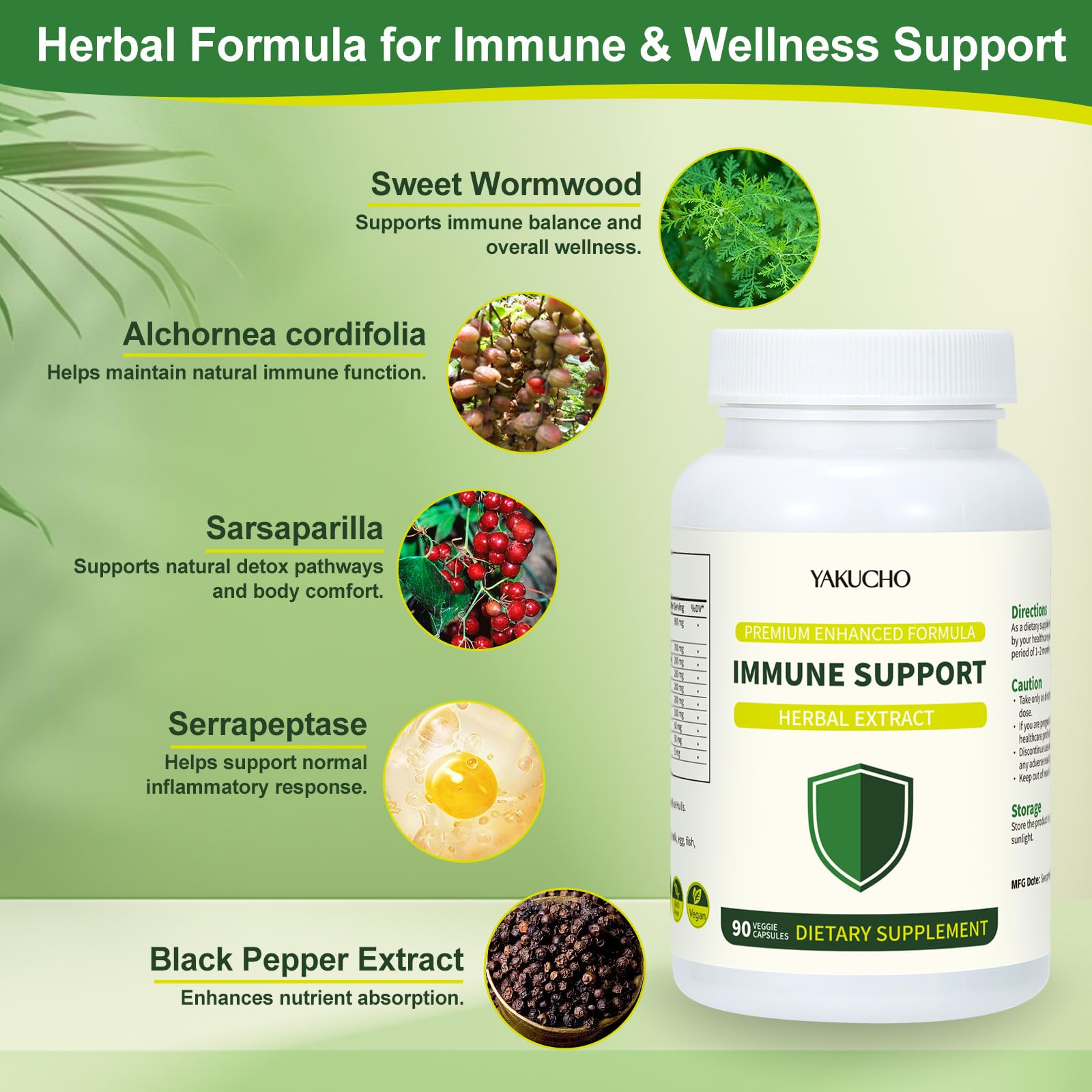 Herbal Immune Support Supplement, Vegan Capsules with Japanese Knotweed, Cat’s Claw, Skullcap & Sanguinolenta, Supports Immune Health & Overall Wellness, Gluten-Free YakuchoAu supplements