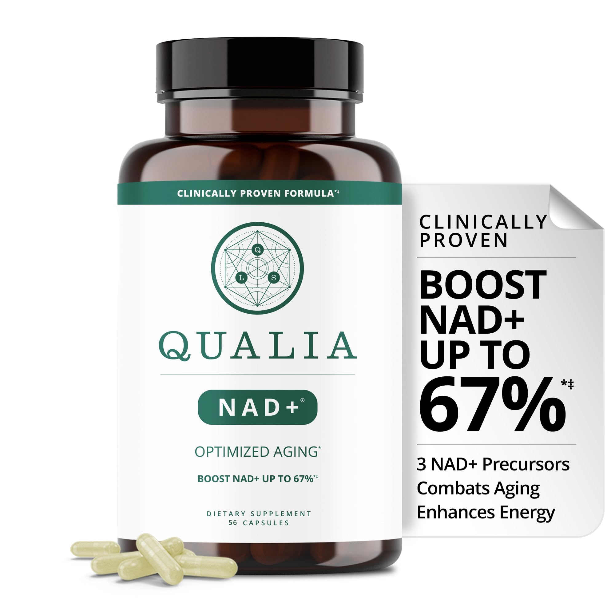 Qualia NAD Supplement — Clinically Proven to Boost NAD+ up to 67%. Optimized Aging, Energy, Focus. Elite NAD+ Booster Ingredients Nicotinamide Riboside (NIAGEN), Niacin, Niacinamide (1 Month Supply) QUALIA LIFE SCIENCESAu supplements