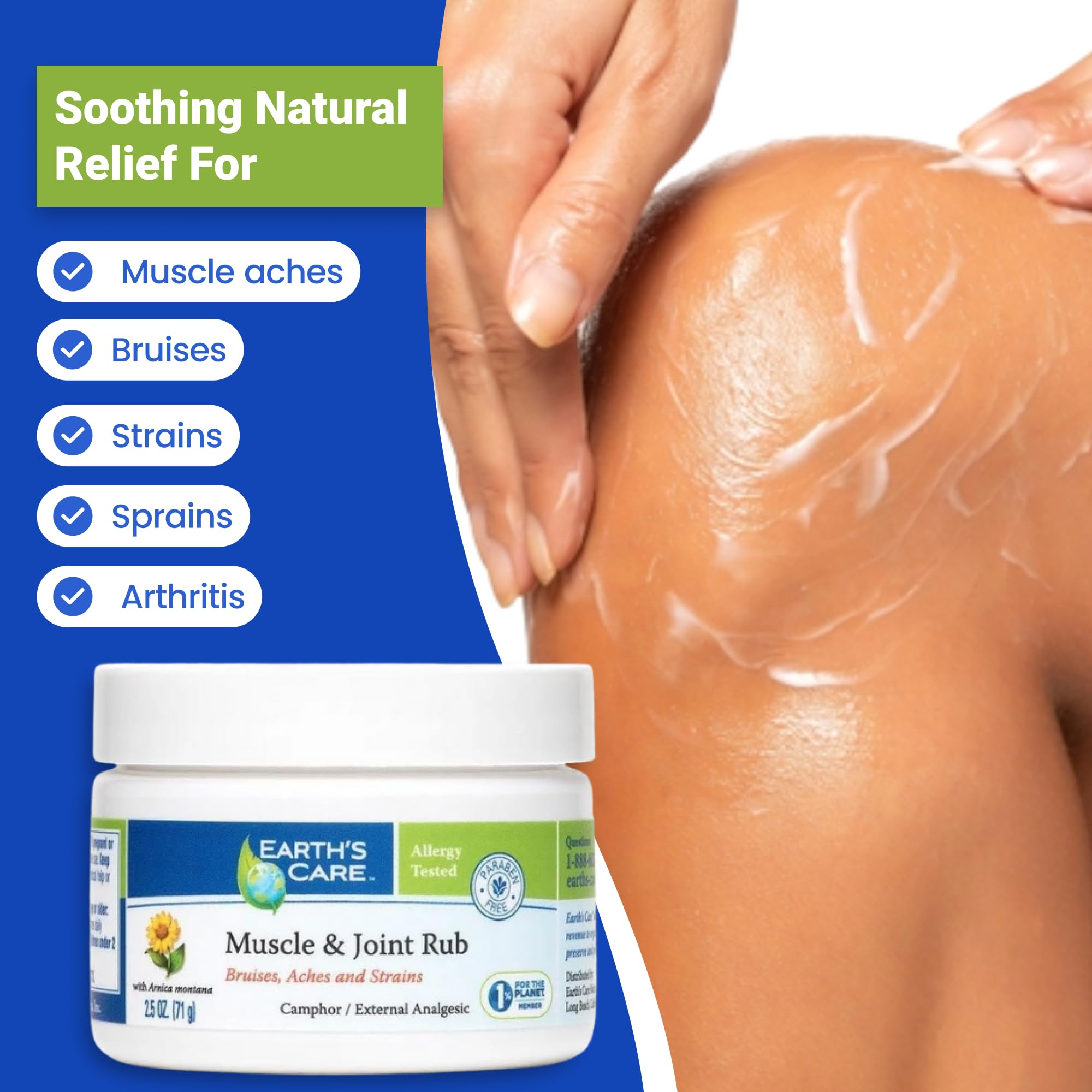 Earth's Care Muscle & Joint Rub - for Sore Muscles, Bruises, Aches and Strains - 2.5 OZ. Earth's CareAu supplements
