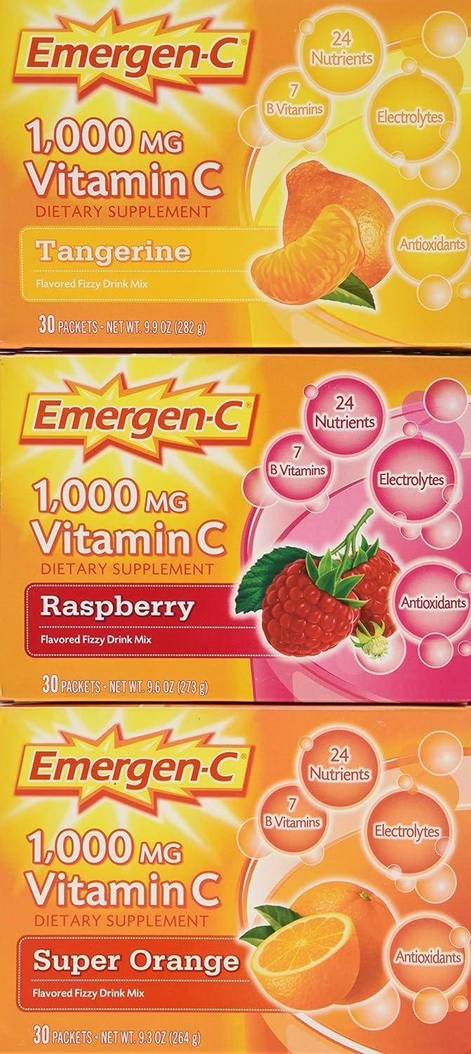 Emergen-C 1,000 mg Vitamin C Dietary Supplement Drink Mix, Super Orange/Raspberry Emergen-CUS supplements