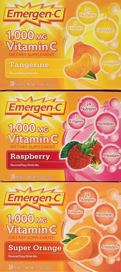Emergen-C 1,000 mg Vitamin C Dietary Supplement Drink Mix, Super Orange/Raspberry Emergen-CUS supplements