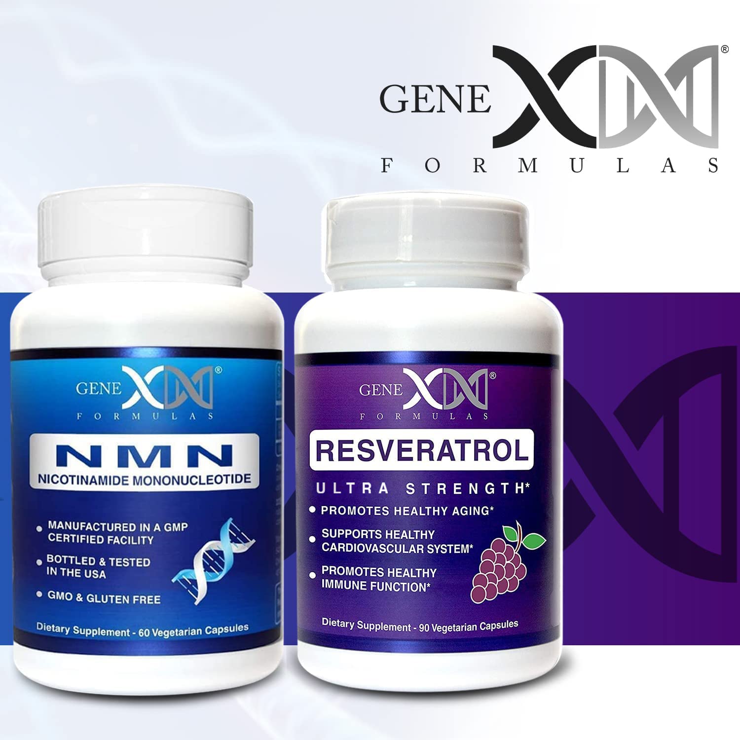 Genex Formulas NMN and Resveratrol Dynamic Duo Supplements | 250mg NAD+ Precursor and Ultra Strength 1500mg Resveratrol w/BioPerine, for Healthy Aging Support Genex FormulasAu supplements
