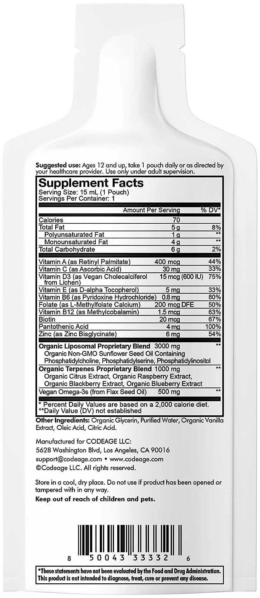 Codeage Multivitamins For Teens, Liquid Vitamin C for Teenagers, Vitamin A B6 B12 D3 E For Kids, Biotin Zinc Omega-3 Folate, Liposomal Vitamins Supplement CodeageAu supplements