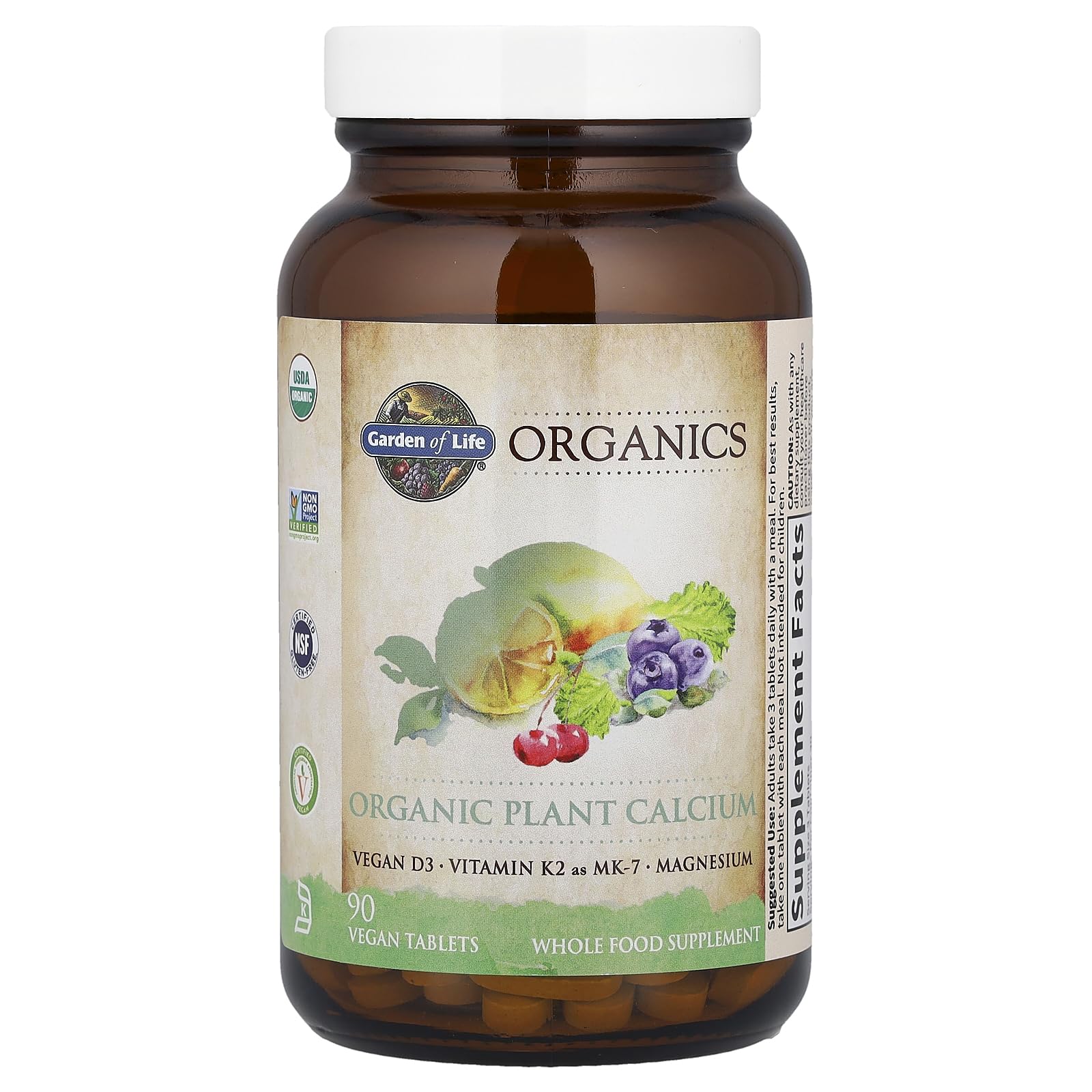 Garden of Life Calcium Supplement with Magnesium & Organic Vitamin D3 K2, Made from Whole Foods, Gluten-Free, 90 Count Garden of LifeAu supplements
