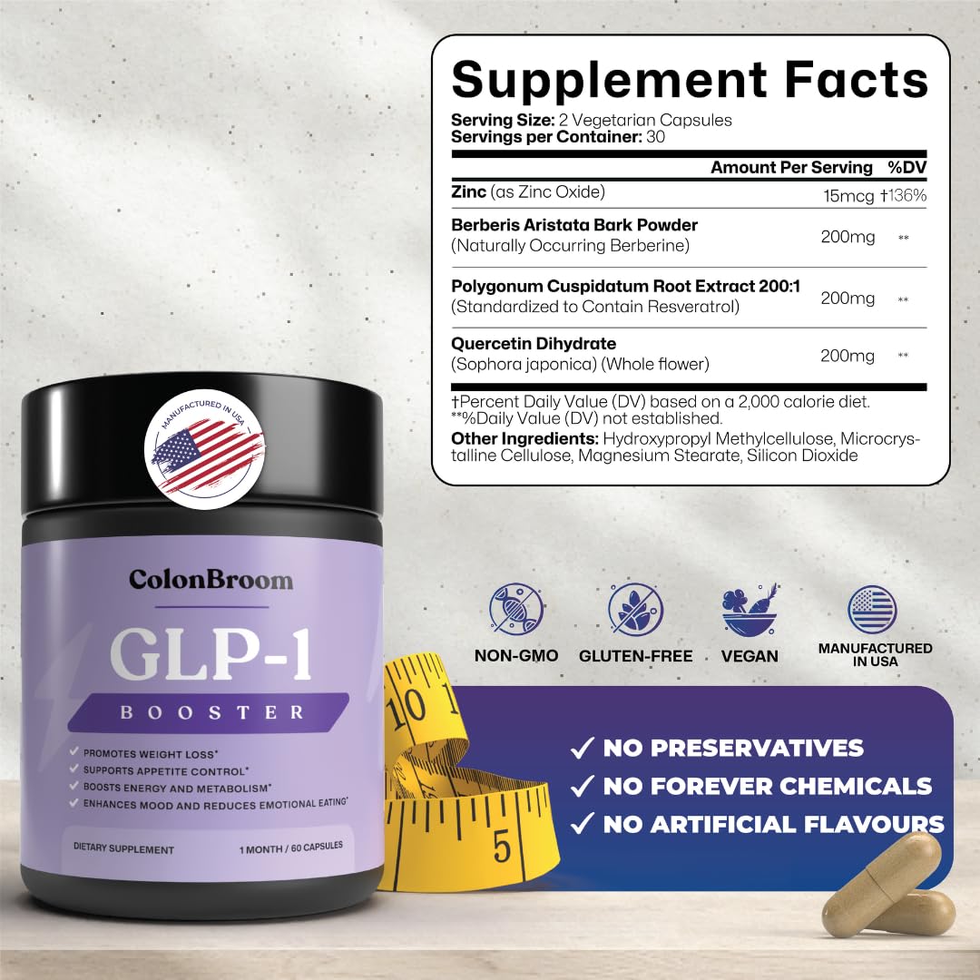 ColonBroom GLP-1 Weight Management Supplement for Women & Men - GLP1 Supports Gut Health, Metabolic Wellness & Appetite Regulation - Vegan, Gluten-Free Diet Capsules | 180 Count (New Formula) ColonBroomAu supplements