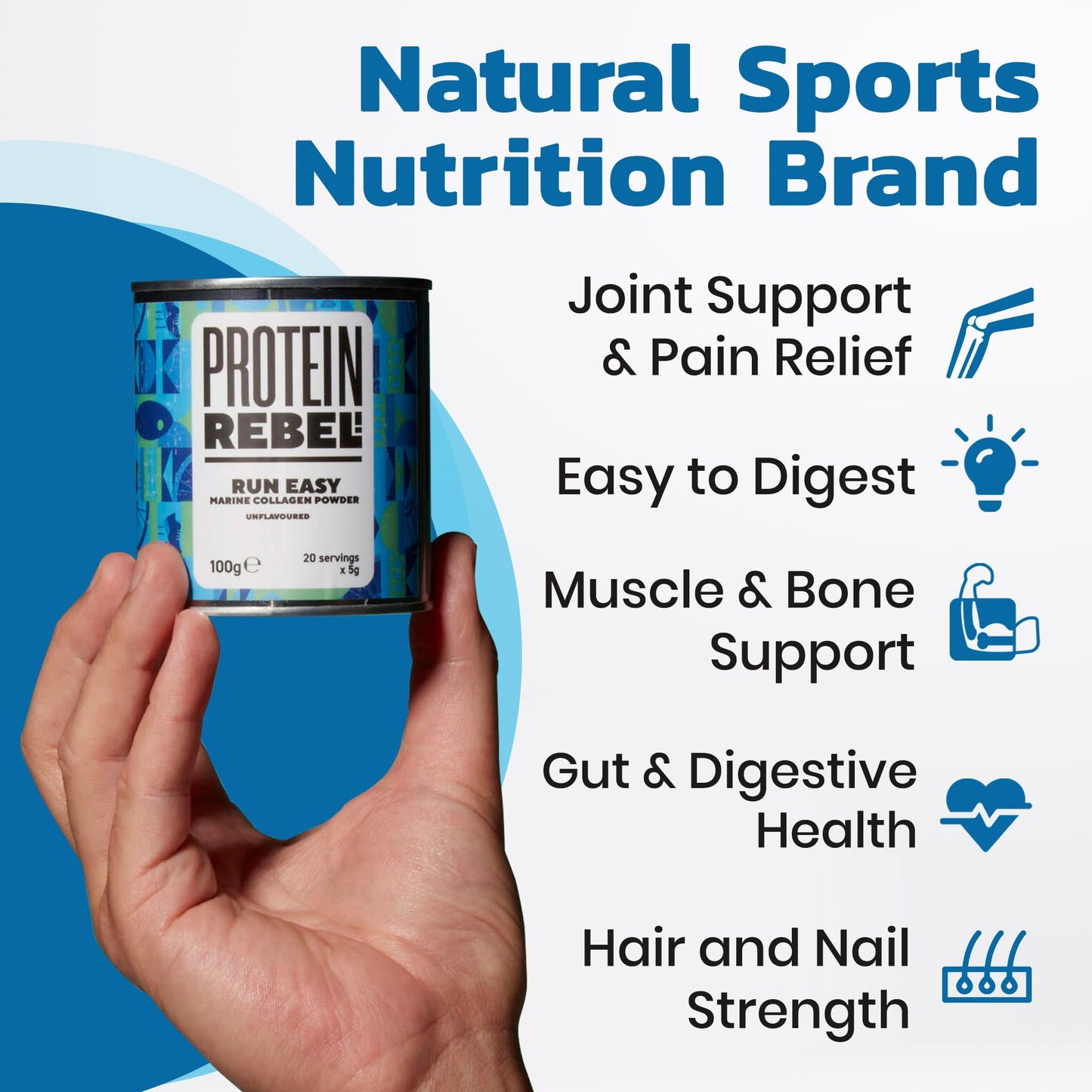 Protein Rebel - Run Easy Marine Collagen Powder for Running, Joint Support - Unflavoured Powder Collagen Protein RebelUS supplements