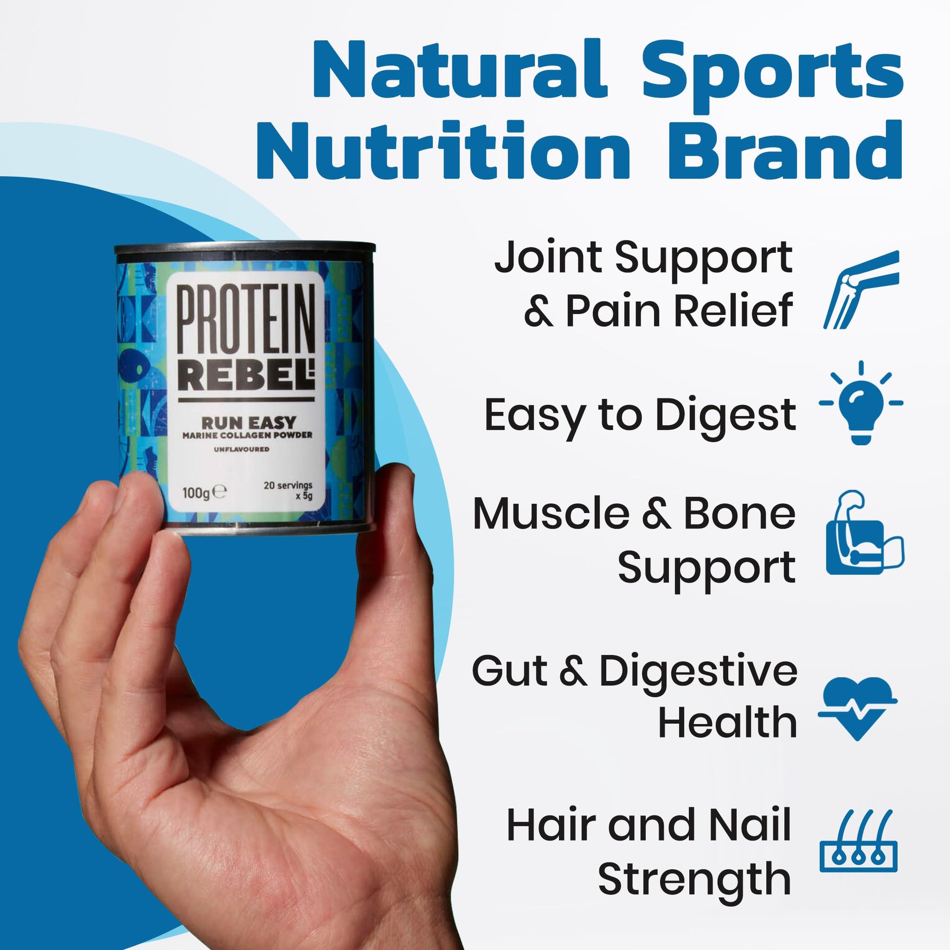 Protein Rebel - Run Easy Marine Collagen Powder for Running, Joint Support - Unflavoured Powder Collagen Protein RebelAu supplements