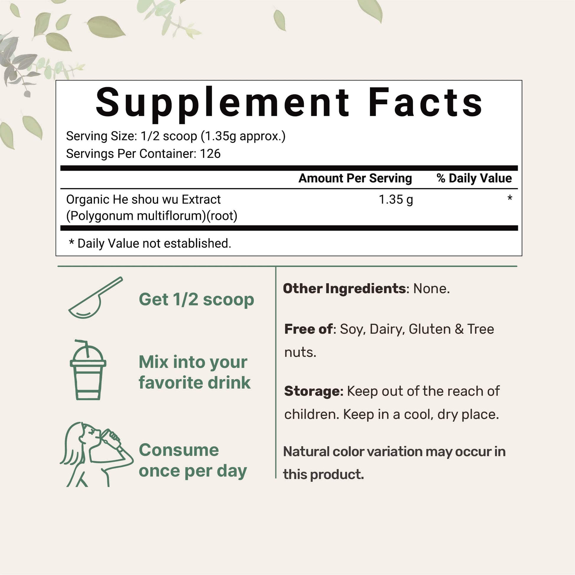 Organic He Shou Wu, Pure Fo Ti Extract Powder, 6 Ounce, Prepared Foti Steaming Micro IngredientsUS supplements