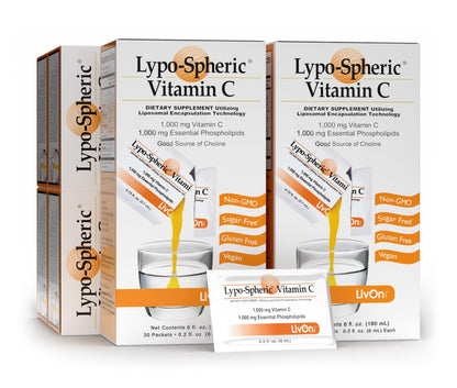 LivOn Laboratories Lypo–Spheric Vitamin C – 6 Cartons (180 Packets) – 1,000 mg Vitamin C & 1,000 mg Essential Phospholipids Per Packet – Liposome Encapsulated for Improved Absorption – 100% Non–GMO LivOn LaboratoriesUS supplements