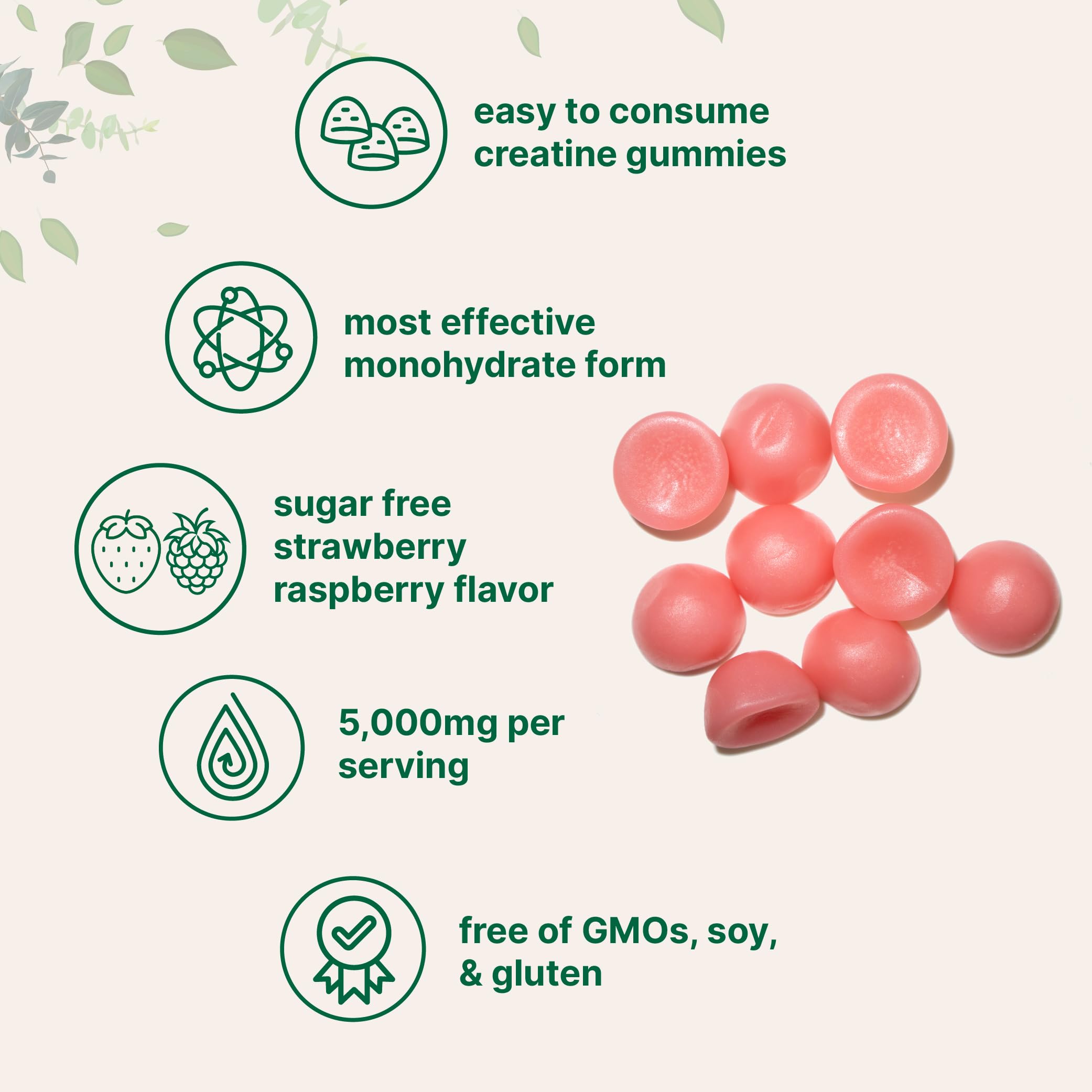 Creatine Monohydrate Gummies 5,000mg Per Serving, 120 Count | Sugar Free Strawberry Raspberry Flavored | Creatine for Women & Men | Pre Workout + Muscle Strength & Recovery Support | Non-GMO Micro IngredientsAu supplements