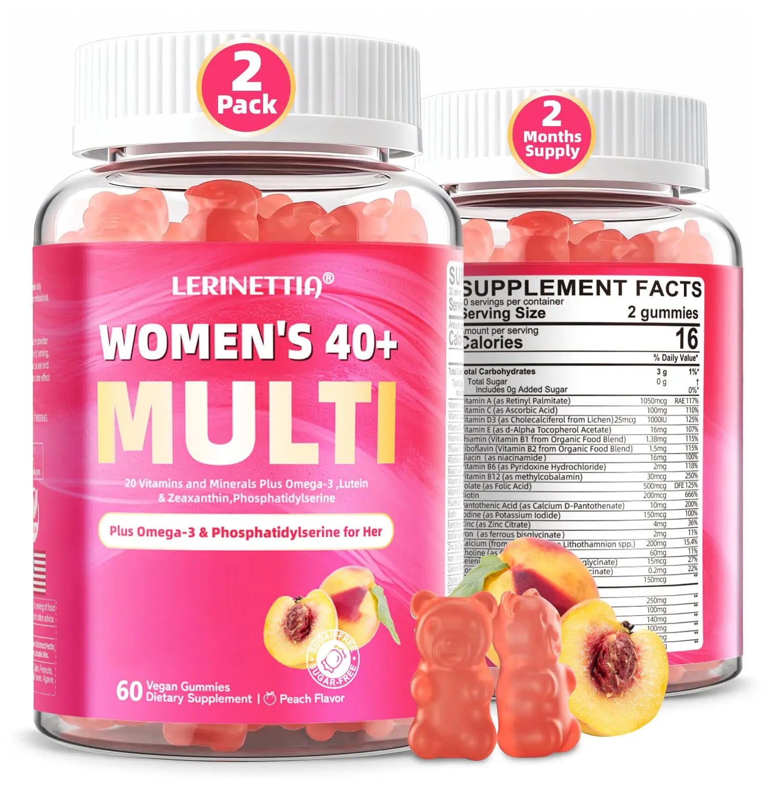Multivitamin for Women Gummies for 40+ with Omega-3, Niacinamide, B-Complex, Lutein, Iron, Choline, Phosphatidylserine, Vitamin D3 LerinettiaAu supplements