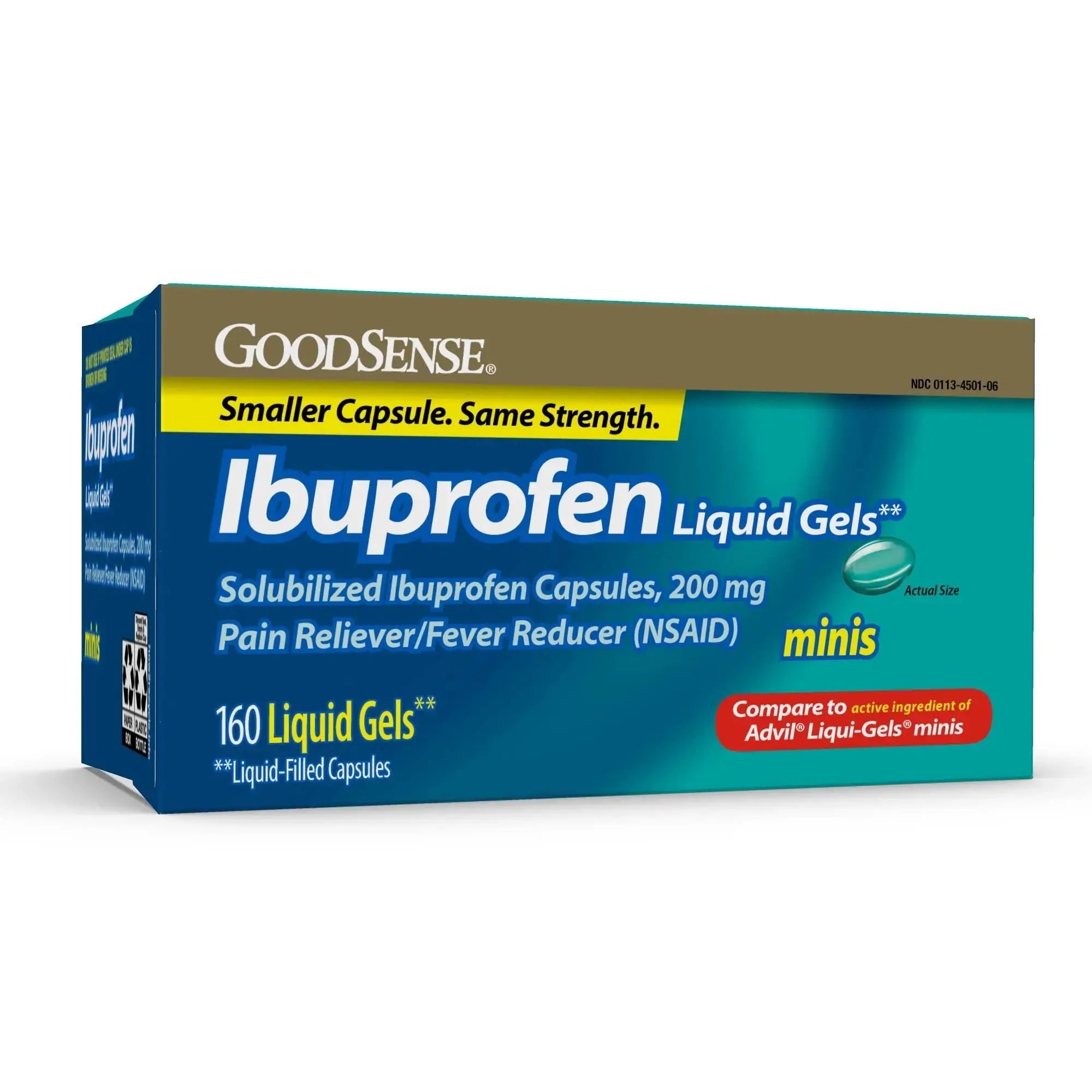 GoodSense Ibuprofen Mini Liquid-Gels, 200 mg, Liquid-Filled Capsules, Pain Reliever and Fever Reducer, 160 Count GoodSenseAu supplements