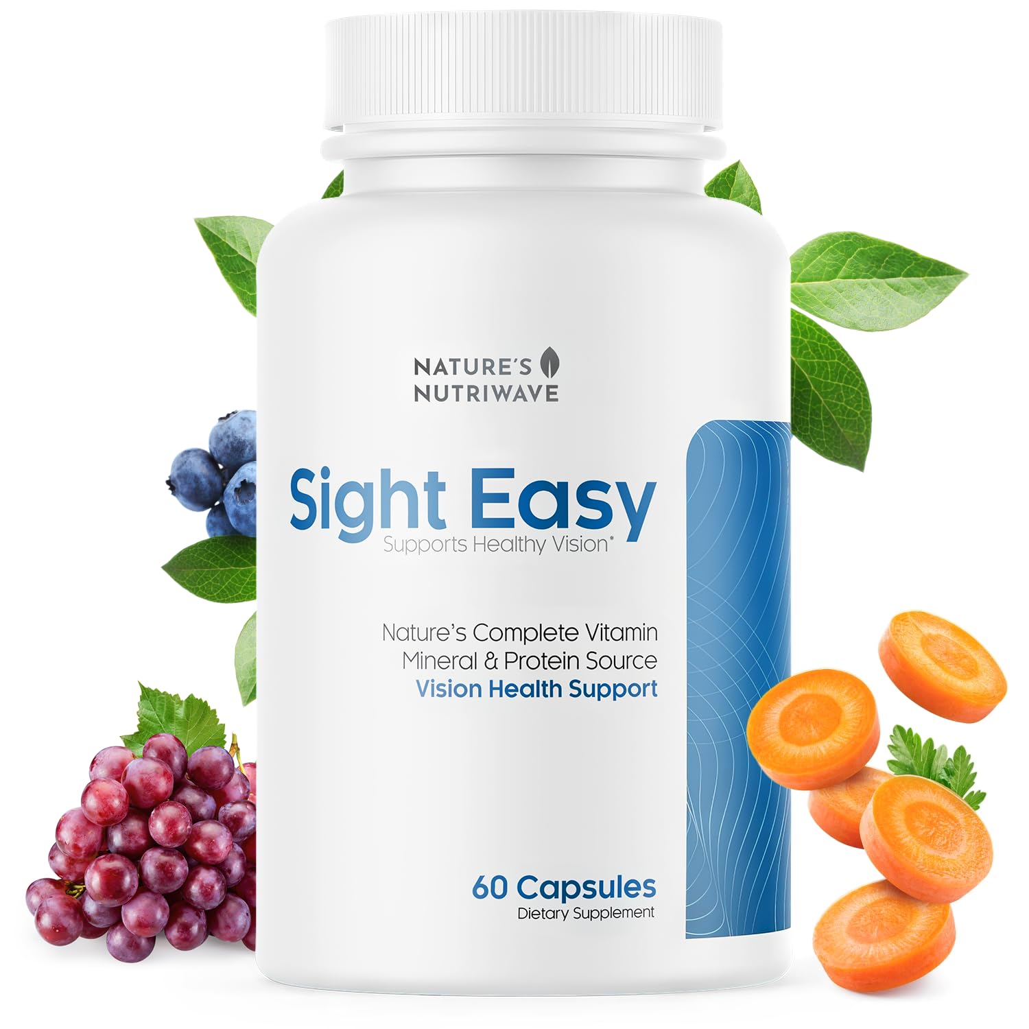 SIGHT EASY - Eye Vitamins & Mineral Supplements with Lutein & Zeaxanthin, Vitamin C, Vitamin E, Zinc and Bilberry for Healthy Vision and Eye Function Support - 60 Capsules, 1 Month Supply Nature’s NutriWaveAu supplements