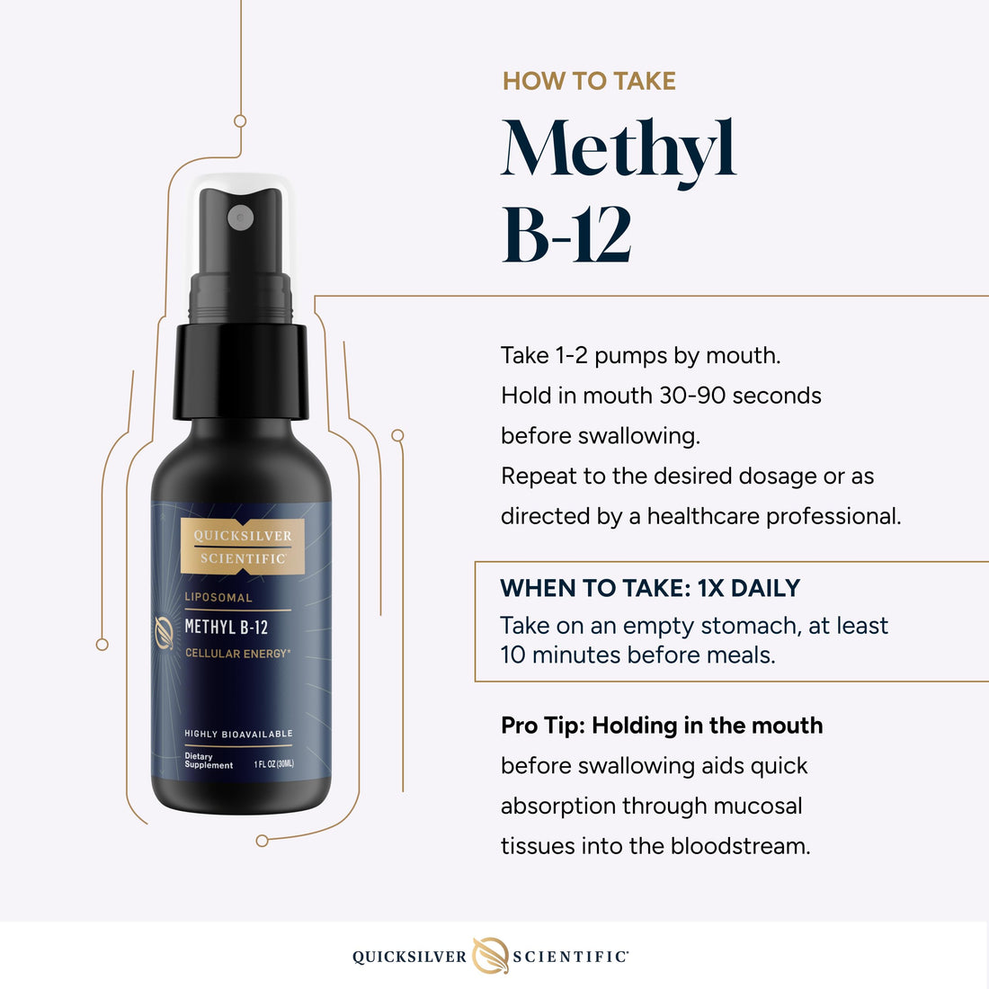 Quicksilver Scientific Methyl B12-1000mcg Vitamin B12 as Methylcobalamin - with Nano Technology for Superior Absorption - Supportive Energy Supplement (30ml / 90 Servings) Quicksilver ScientificUS supplements