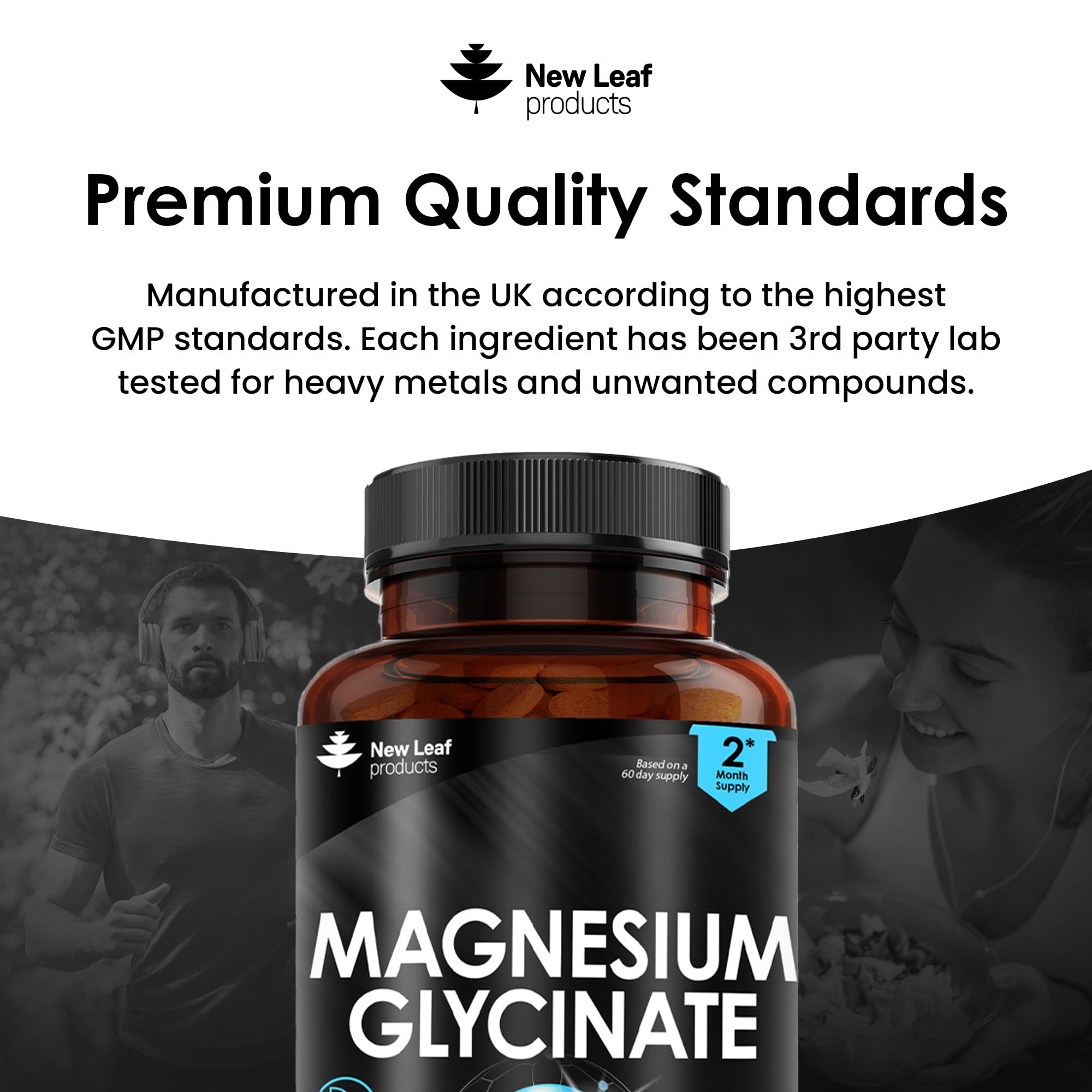 Magnesium Glycinate Supplements - 1040mg of Magnesium - 120 High Strength Capsules NEW LEAF PRODUCTSUS supplements