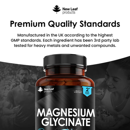 Magnesium Glycinate Supplements - 1040mg of Magnesium - 120 High Strength Capsules NEW LEAF PRODUCTSUS supplements