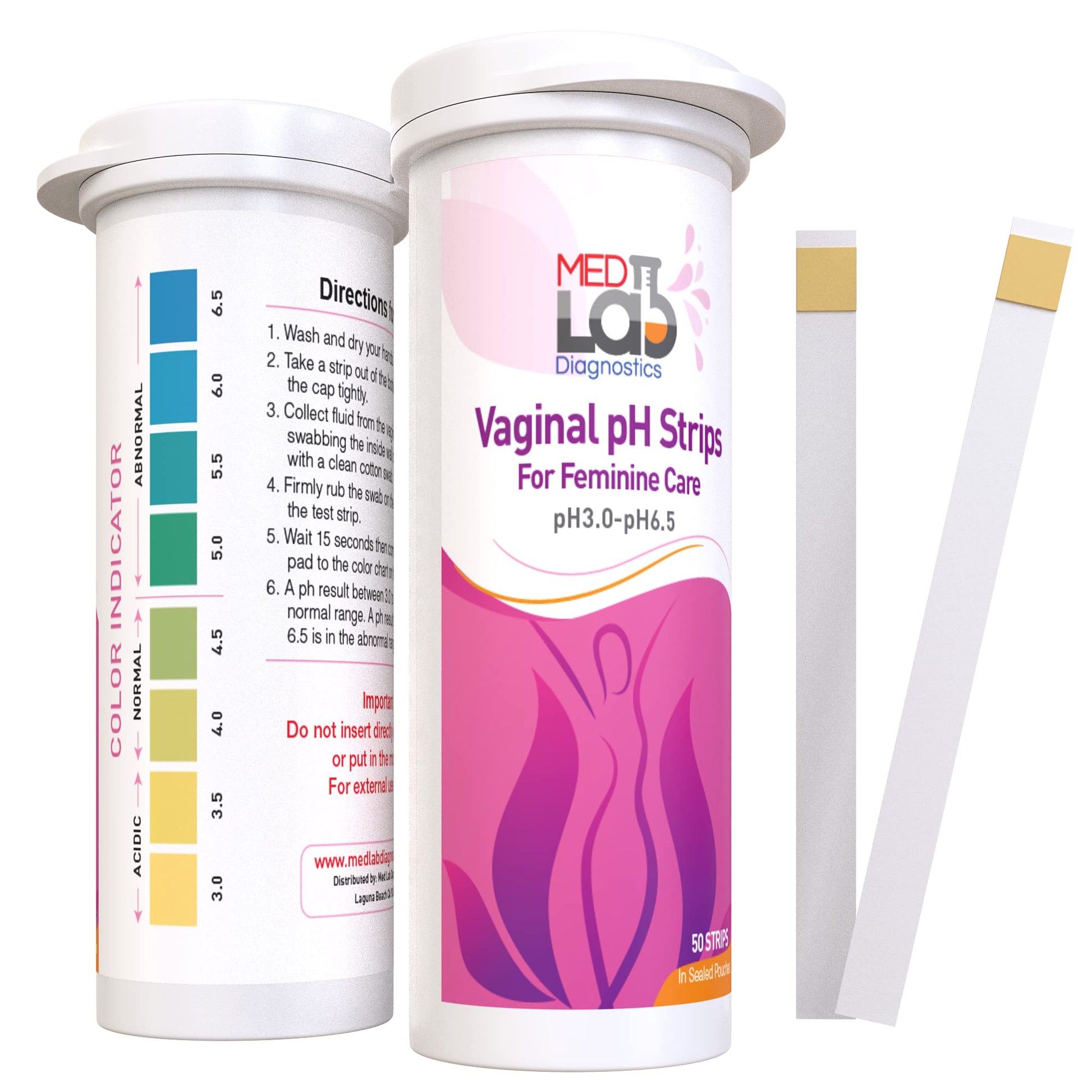 Vaginal ph Test Strips for Women(50 cnt). BV Bacterial Vaginosis and Yeast Infection Test Strips Med Lab DiagnosticsAu supplements