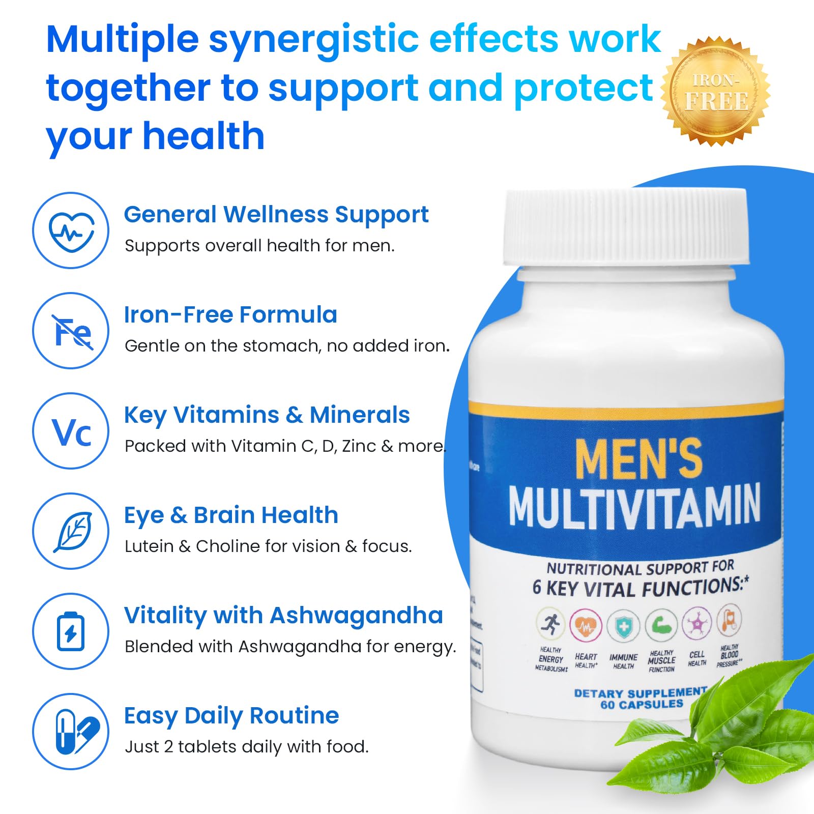 ssumiao Men's Multivitamins Contain 50+ Nutrients Including Vitamin D Daily, Supplement with Vitamin B12, Zinc, Magnesium, Men's Once Daily Multivitamin - 60 Tablets ssumiaoAu supplements