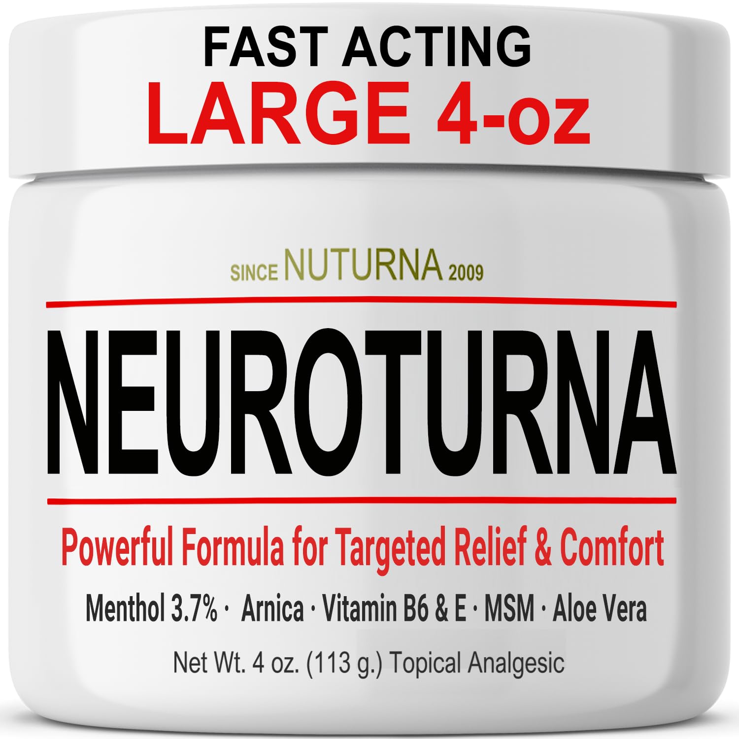 Nuturna Nerve Cream - Fast Acting Comfort for Feet, Hands, Legs & Toes - Ultra Strength Menthol, Arnica, Aloe Vera, MSM - Cooling Soothing Comfort - Non-Greasy, Paraben-Free - 4 oz NuturnaAu supplements