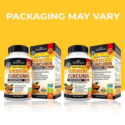 Turmeric Curcumin with Black Pepper Extract 1500mg - High Absorption BioSchwartzUS supplements
