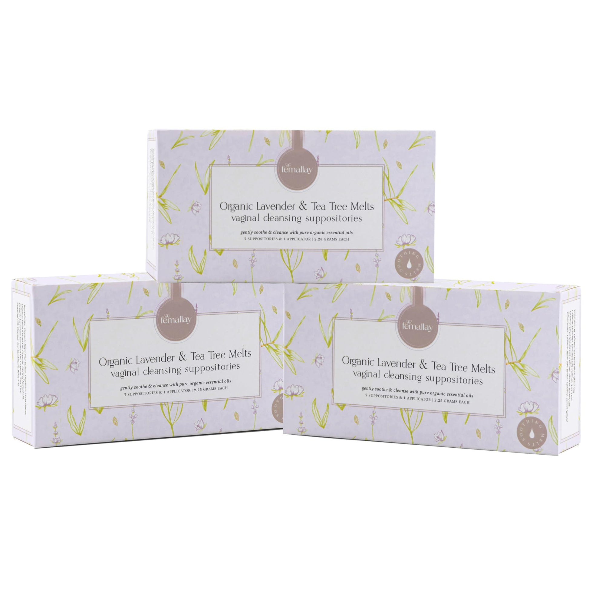 Femallay Lavender and Tea Tree Oil Vaginal Cleansing Suppositories for Hygiene, 100% Natural Melts FemallayAu supplements