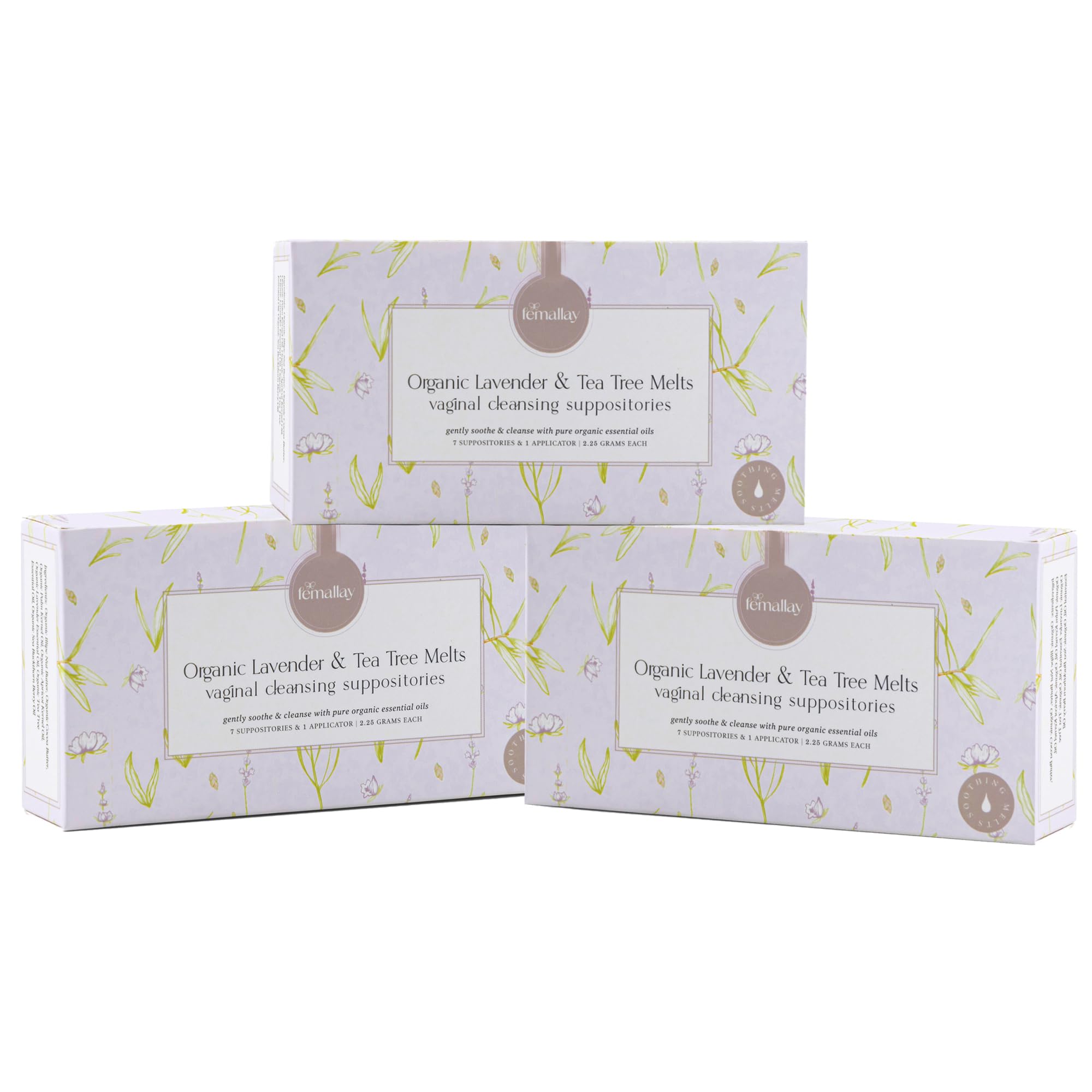 Femallay Lavender and Tea Tree Oil Vaginal Cleansing Suppositories for Hygiene, 100% Natural Melts FemallayAu supplements