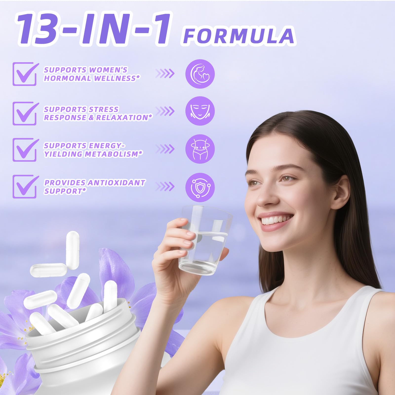 13-in-1 Myo Inositol & D-Chiro Inositol for Women PCOS,Hormonal Balance,2460mg-40:1 Ratio,Ovarian Health&Cycle Support Supplement Plus Alpha Lipoic Acid/Folate/Vitex/Magnesium/Multivitamin,120 Veg Cap Bebien fitAu supplements
