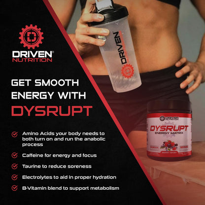 Driven Nutrition DYSRUPT: BCAA + Caffeine with Electrolytes: Sugar & Gluten Free Supplement Driven NutritionUS supplements