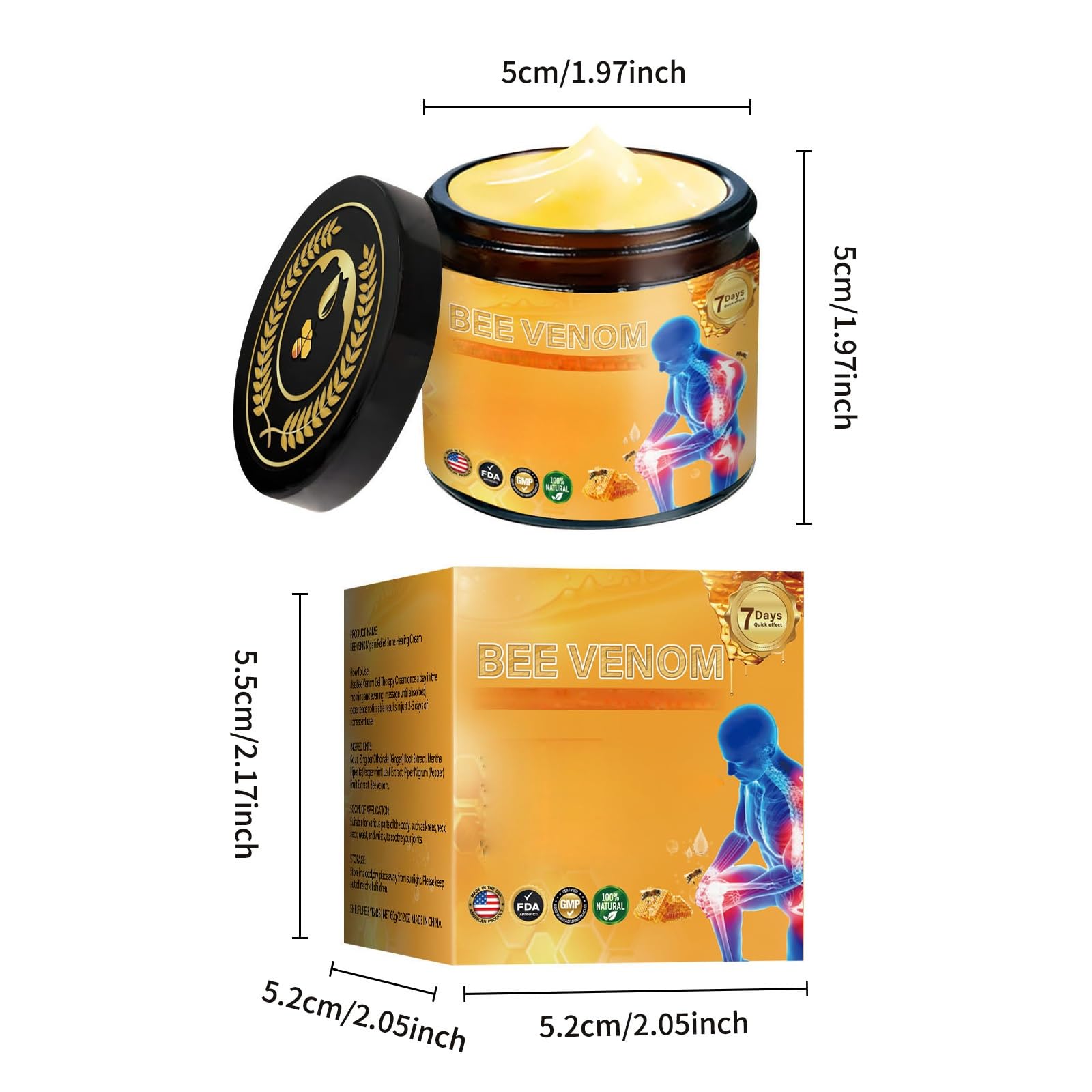 2 Pcs Bee Venom Joint Treatment Cream, Throughout Release Joint Activities Muscle and Massage Relief Gel. YaperAu supplements