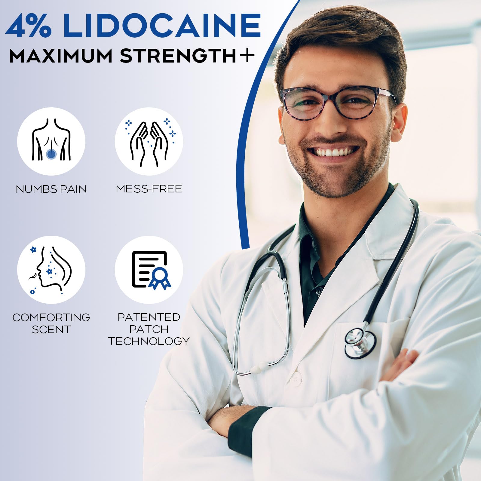 Uposiut Lidocaine Patches, Maximum Strength Lidocaine Patches (40 Patches), for Muscle Pain Relief in The Back, Shoulders, Neck, Knees, and Anks, 12 Hour Pain Relief-G002 UposiutAu supplements