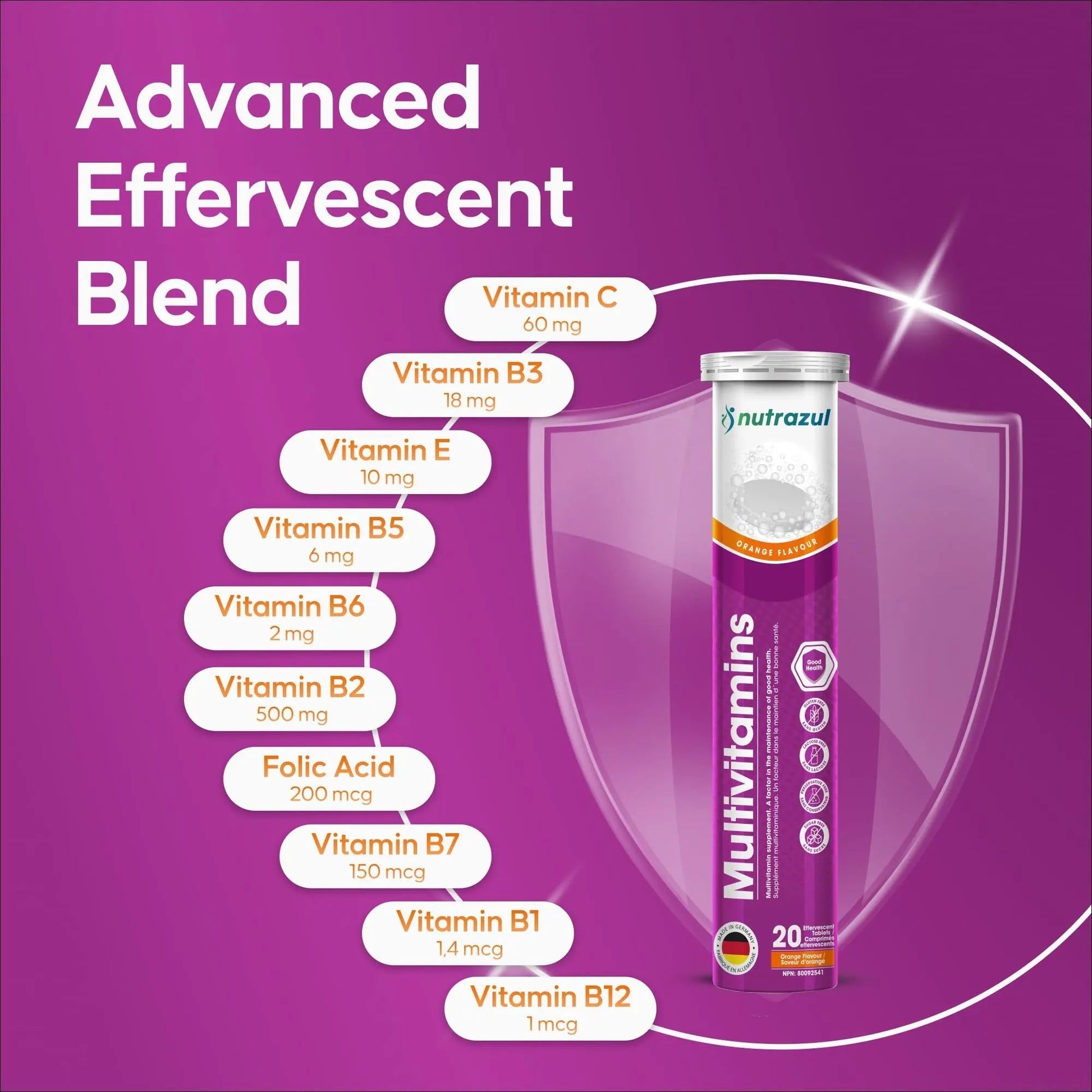 nutrazul Multivitamin Effervescent Tablets, Supplement for Daily Wellness & 9 Essential Vitamins, Contains Vitamin with Vitamin C & B Complex nutrazulAu supplements