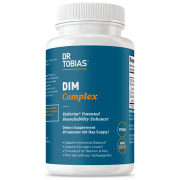 Dr. Tobias DIM Complex, Hormone Balance for Women & Men, DIM Supplement with BioPerine, Broccoli Extract & Calcium D-Glucarate Estrogen Detox Balance Complex, Non-GMO, Vegan, 60 Capsules Dr. TobiasAu supplements