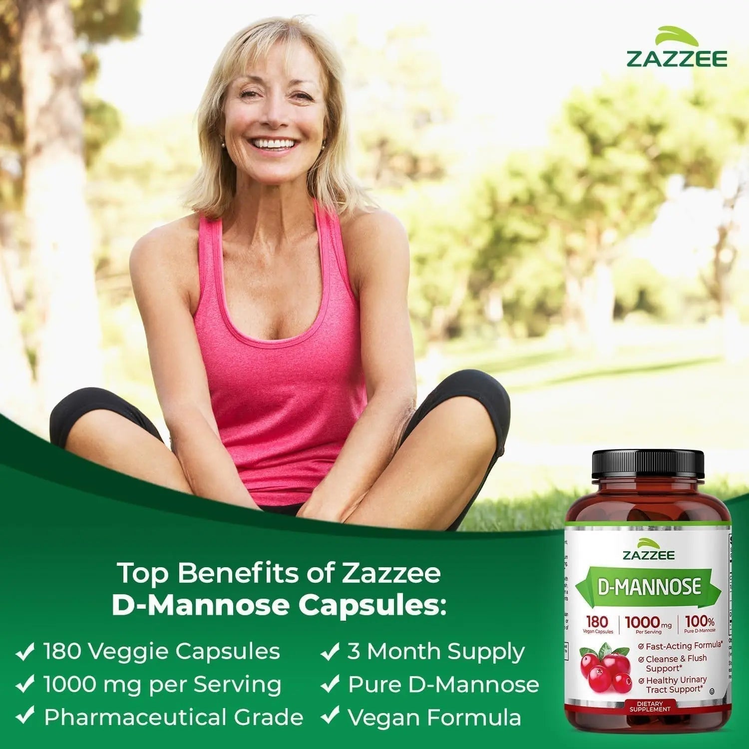 Zazzee Urinary Tract Cleanse & Detox Bundle | USDA Organic Dandelion Root Extract Capsules Plus D-Mannose 1000mg Capsules for UT & Bladder Cleansing ZazzeeAu supplements