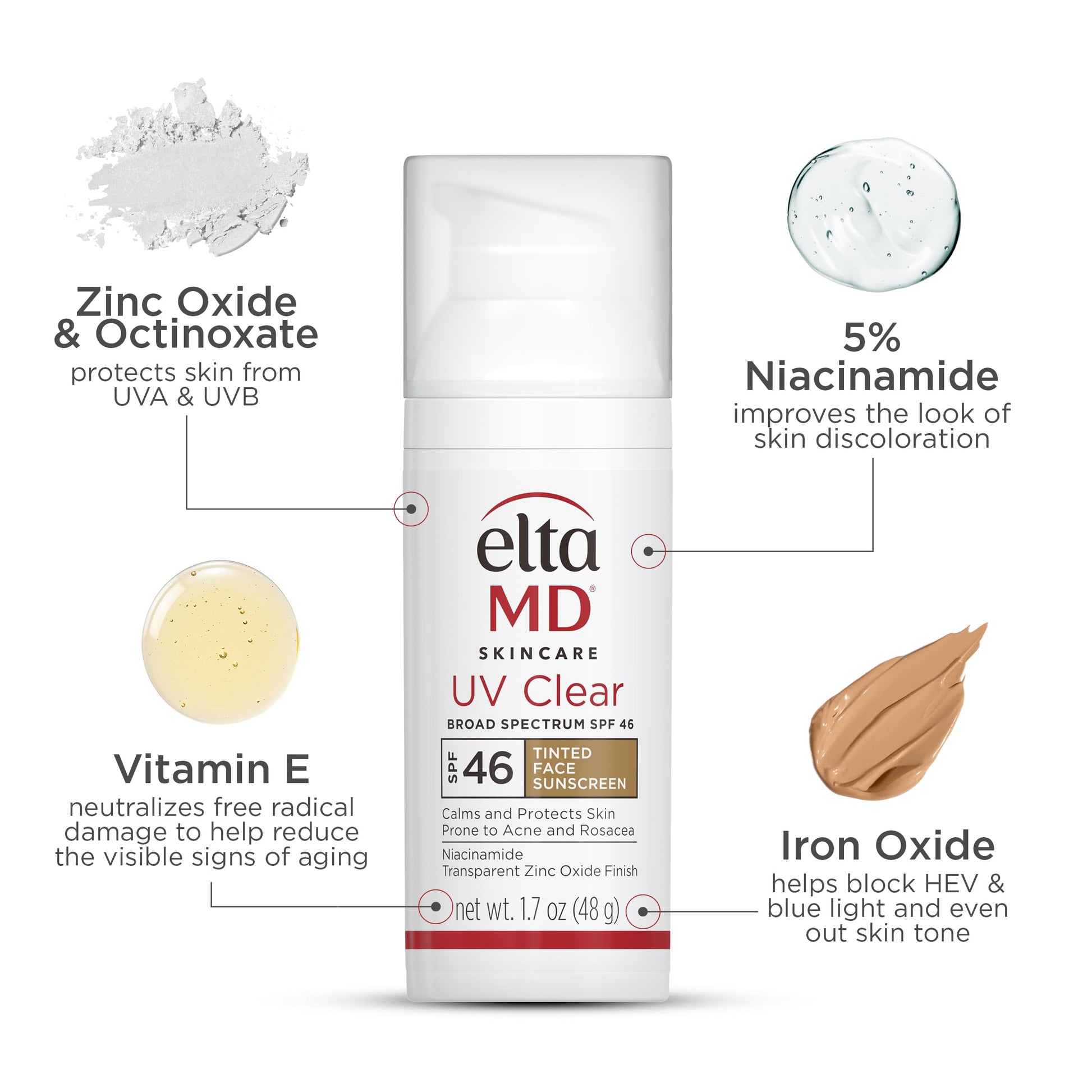 EltaMD UV Clear Tinted Sunscreen for Face, SPF 46 with Zinc Oxide, Oil-Free, Dermatologist Recommended, For Acne-Prone Sensitive Skin, 1.7 oz EltaMDAu supplements