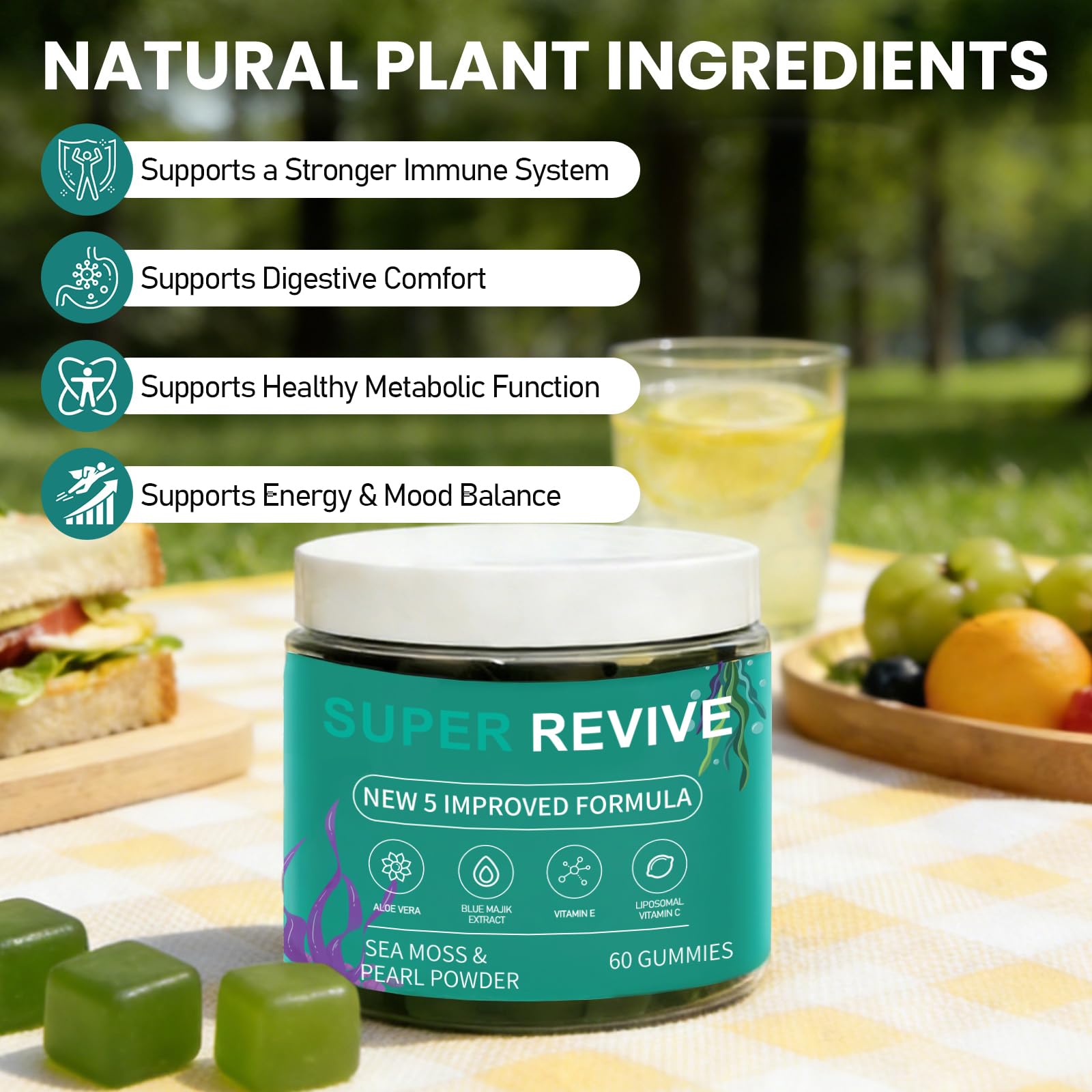caicieter Super Revive Gummies for Hair Loss - Sea Moss Gummies with Vitamin C, E, Aloe Vera & Pearl Powder Glow, Promotes Thicker, Fuller & Stronger Hair - 60 Count caicieterAu supplements