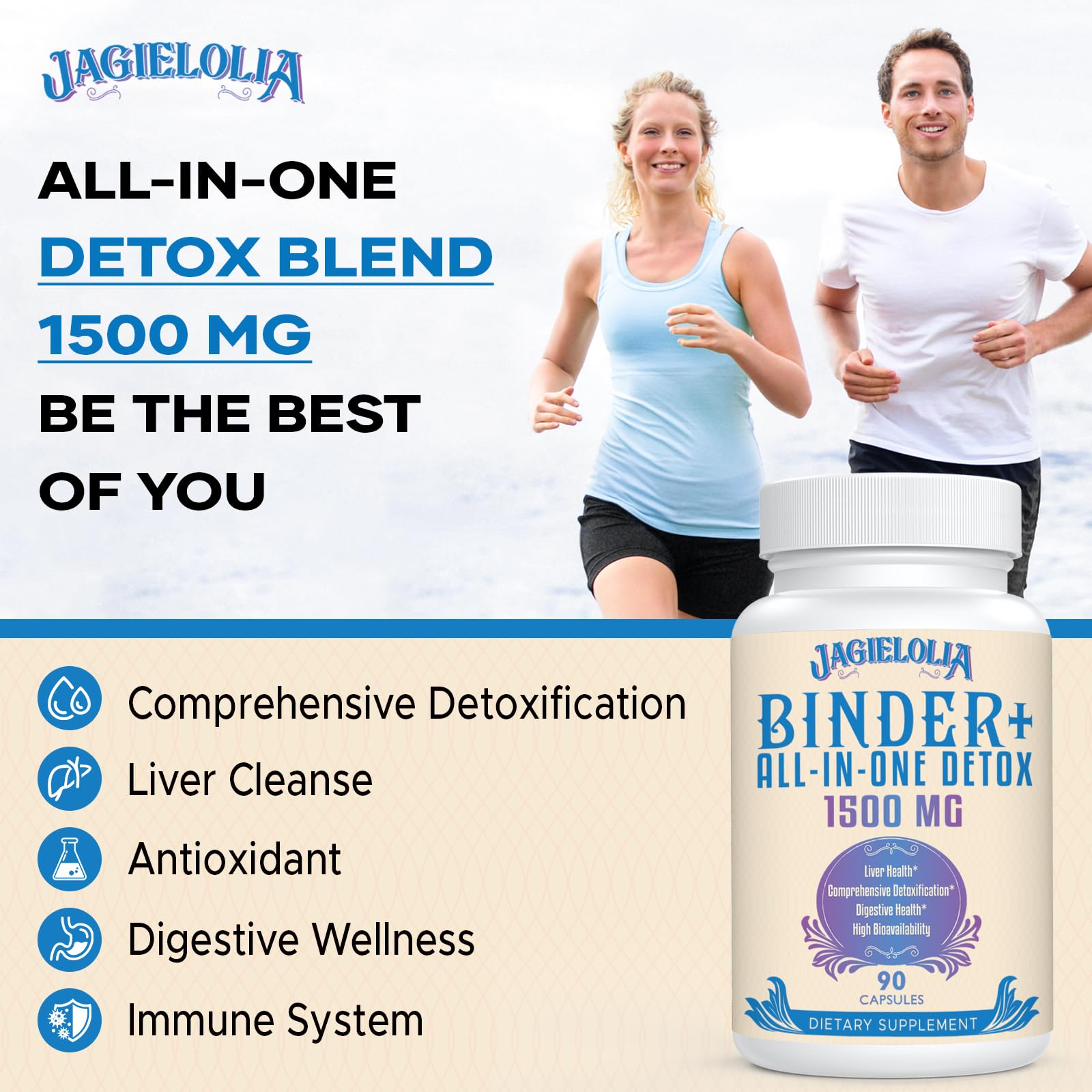 All-In-One Detox Binder Supplement 1500 MG - High Bioavailability, Liver Gut Detox Cleanse JagieloliaAu supplements