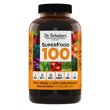 Dr. Schulze's SuperFood 100 - Everyday Superfood Supplement to Support Overall Wellness - Mutivitamin Support for Cellular Nutrition & Energy - Clean Ingredients - Gluten-Free & Dairy-Free - 270 Count Dr. Schulze'sAu supplements