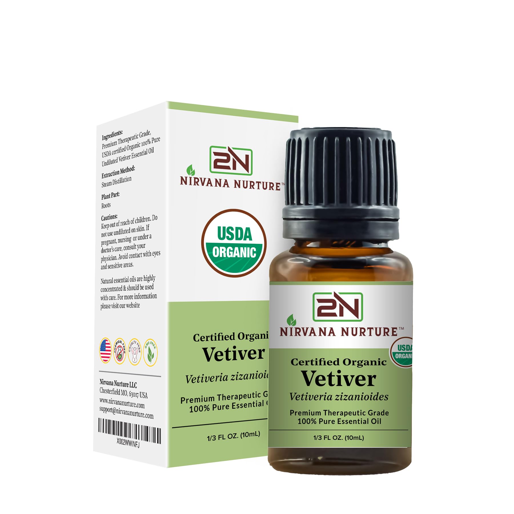 Nirvana Nurture Vetiver Essential Oil USDA Certified Organic 100% Pure Premium Therapeutic Grade Nirvana NurtureAu supplements