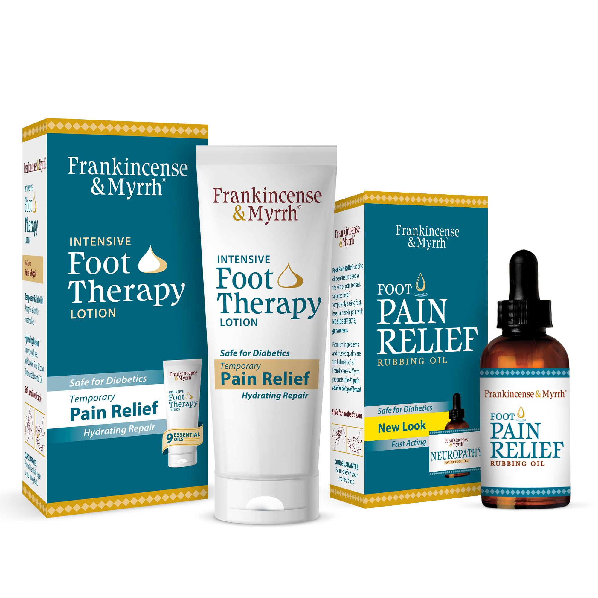 FRANKINCENSE & MYRRH Foot Pain Combo Pack: Foot Pain Relief Rubbing Oil (2 oz) and Intensive Therapy Lotion for feet (3 oz), Neuropathy, Nerve Relief, Frankincense Essential Oil, Maximum Strength FRANKINCENSE & MYRRHAu supplements