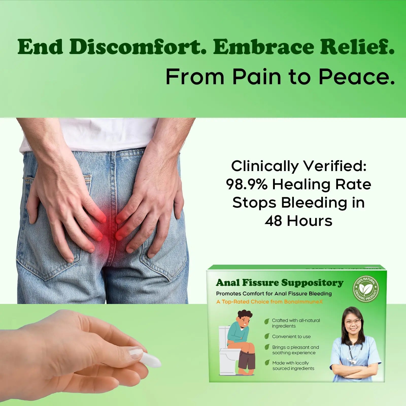 Peralpow Anal Fissure Suppositories | Expert-Formulation for Rectal Bleeding Associated with Hemorrhoids, Anus Fissures, Diarrhea & Constipation | Curcuminoids & Turmeric Extract | 16 Inserts PeralpowAu supplements