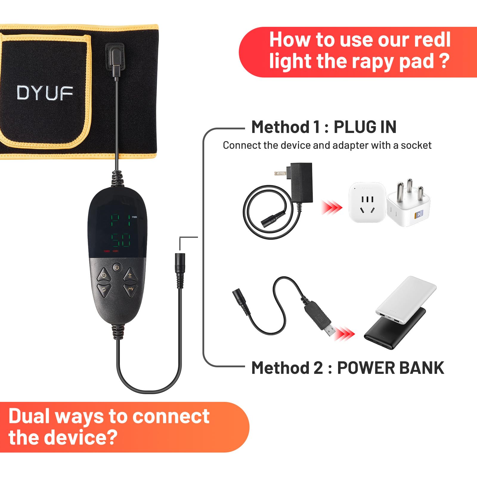 Red Light Therapy Belt DYUF Infrared Light Therapy : Muscle Recovery, Pain Relief, and Healing Device DYUFAu supplements