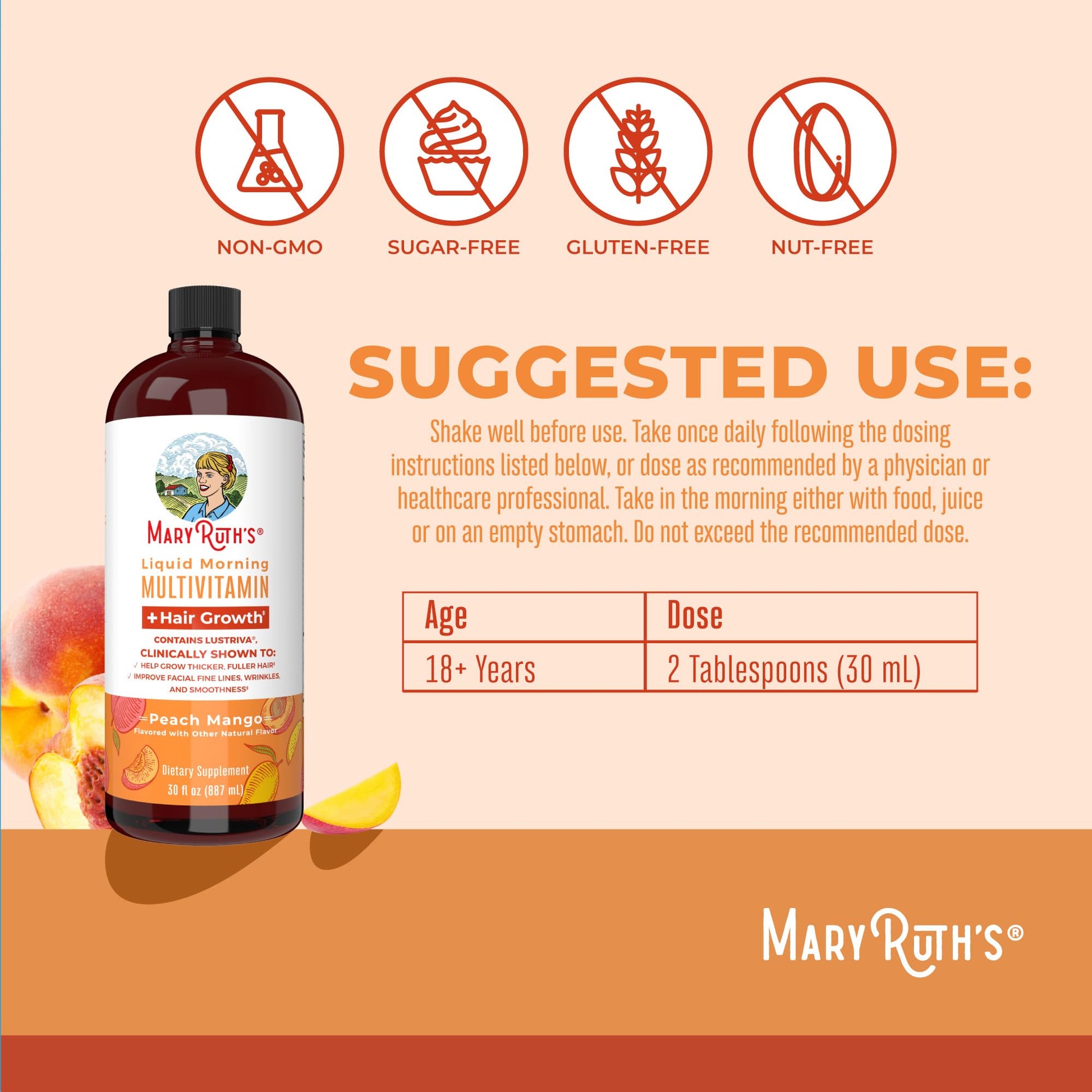 MaryRuth's Liquid Multivitamin+Hair Growth | Clinically Tested for Thicker Hair & Facial Wrinkles in Women | Biotin 10000mcg | Lustriva Hair Growth Supplement | MaryRuth OrganicsAu supplements