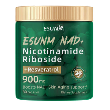 ESUNM Liposomal NAD+ Supplement with Resveratrol, NMN Supplement NAD Resveratrol Support Cellular Health, Stamina & Healthy Aging,Third-Party Tested，80 Capsules ESUNMAu supplements