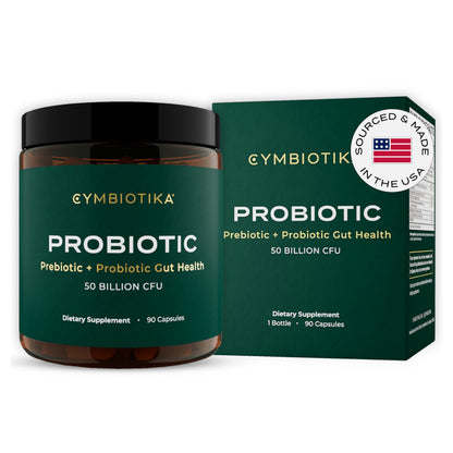 CYMBIOTIKA Probiotic + Prebiotic, 60 Billion CFU - 19 Strains, Gut Health Supplement for Women & Men, Immune Support, Digestive Health, & Gut Balance, 90 Capsules, 1 Month Supply, Made in USA CYMBIOTIKAUS supplements