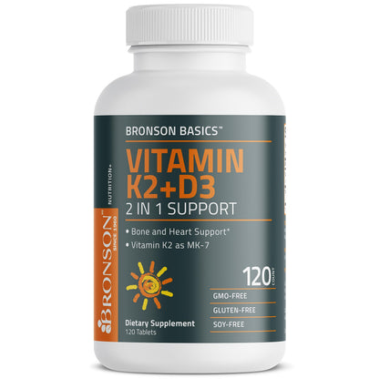 Bronson Basics Vitamin K2 D3 (MK7) Supplement Non-GMO Formula 5000IU (125 mcg) BronsonUS supplements