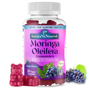 AuraraNeNourish Organic Moringa Oleifera Gummies for Women & Men, 8-in-1 Superfood Blend w. Berberine HCl & Moringa Leaf Extract for GLP-1 Support & Energy Immune Joint & Gut Health Sugar-Free AuraraNeNourishAu supplements