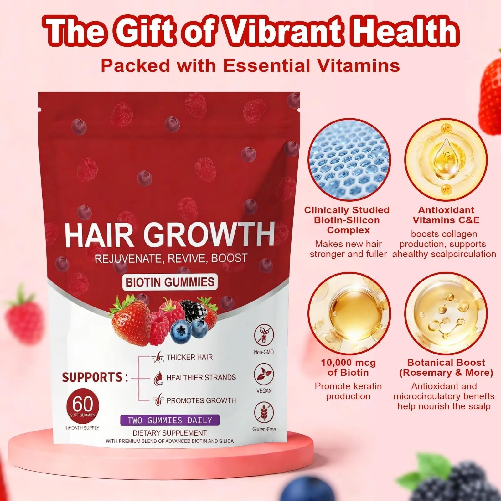 LUIMOLL Lumin Hair Growth Gummies – Daily Hair Nourishment with Biotin, Collagen & Botanical Extracts – Supports Thicker, Stronger & Healthier-Looking Hair LUIMOLLAu supplements